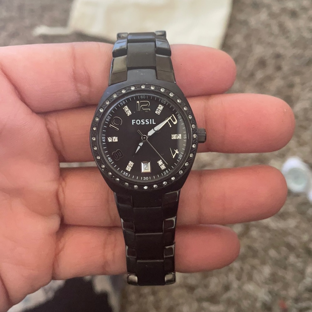 black small face fossil watch